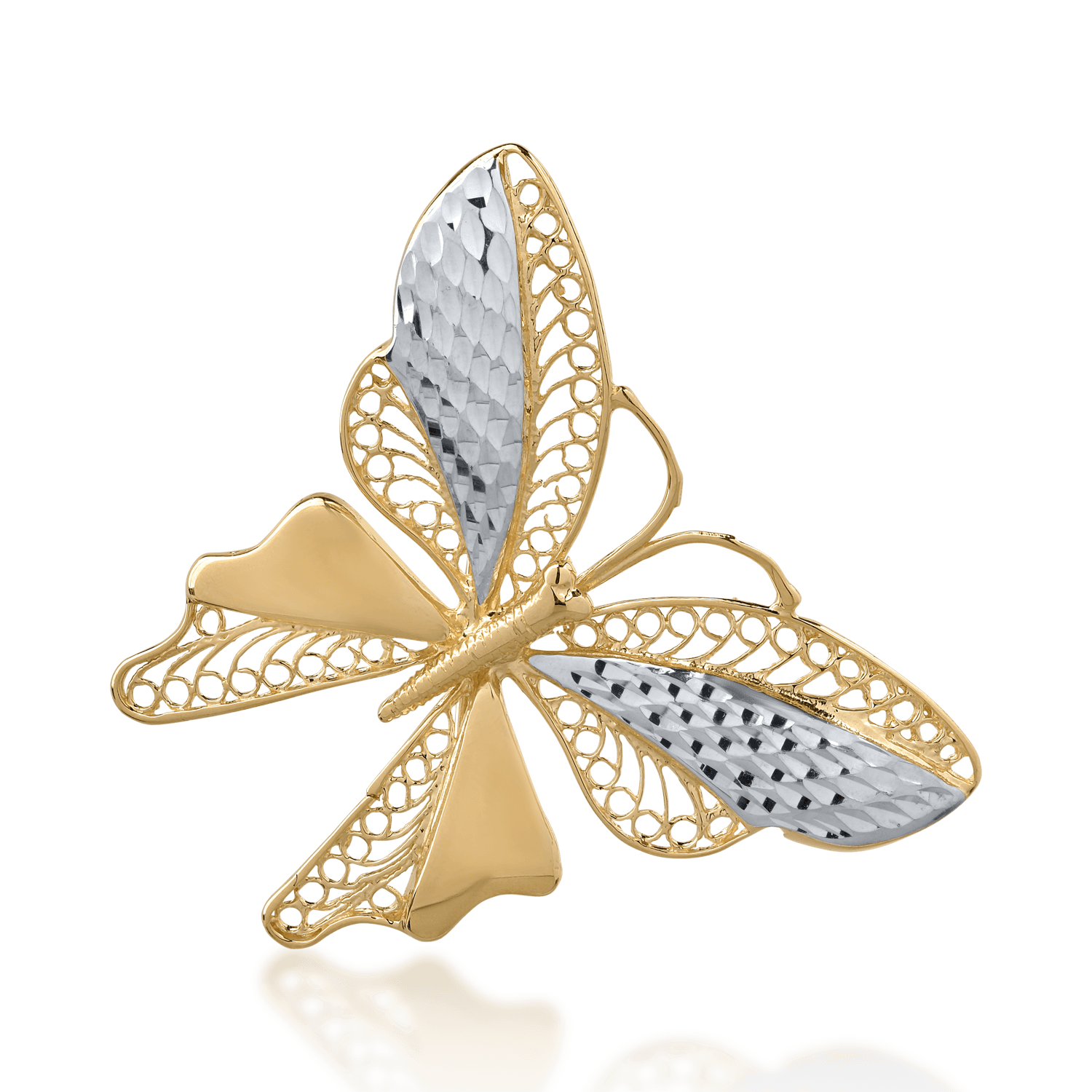 Broszka motyl z 14K biało-żółtego złota